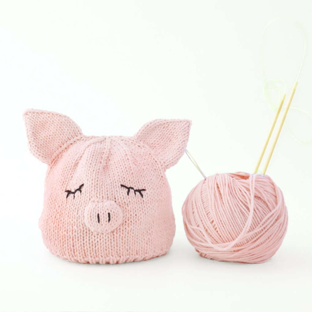 신생아 아기 돼지모자  - Knitting Kit